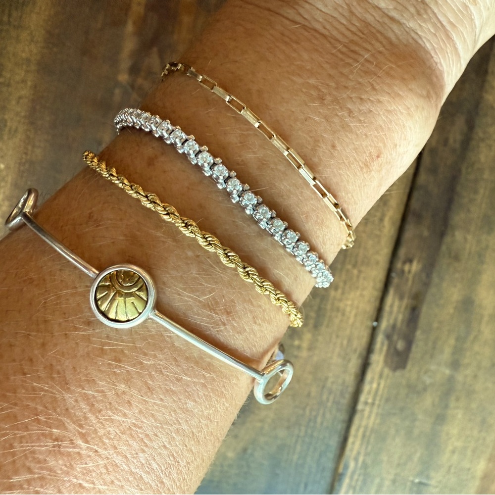 Silpada Sterling Silver and Brass  Charm Bangle Bracelet